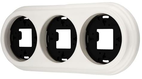 Aufputz Porzellan Retro Rahmen 3-fach, Serie QR1 weiß