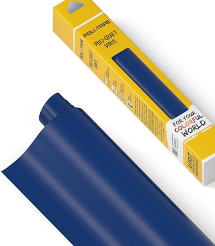 POLI-CRAFT Vinyl Klebefolie (REMOVABLE) - selbstklebende Plotterfolie für DIY-Projekte, Dunkelblau matt, 30,5 cm x 183 cm