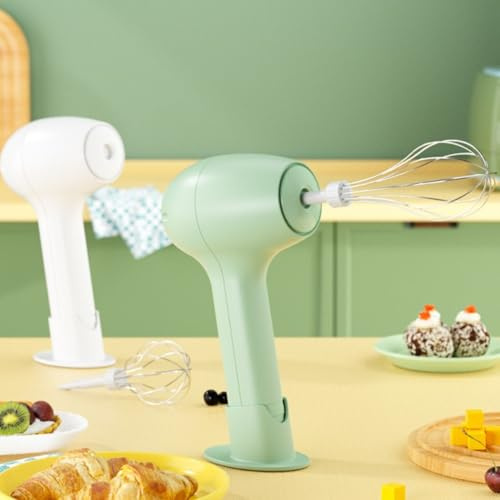 Frusta elettrica a mano, senza fili, automatica, portatile, per uova, frullati, crema e burro, per cucina (bianco)