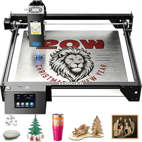 Longer RAY5 20W Laser Lasergravierer, 130W CNC Laser Cutter, Offline-Steuerung über App, Gravurwerkzeug für Metall/Glas/Holz. Graviergeschwindigkeit von 24.000mm/min