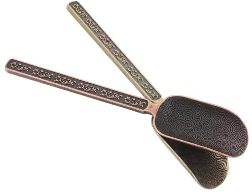 Ipetboom 2 Cucharitas Medidoras de Té de Aleación Vintage para Hojas Sueltas Cucharas de Té Antiguas en Color Rojo y Bronce Kung Fu en Casa Accesorio Preciso para Infusión