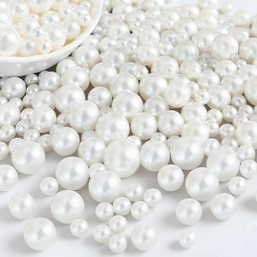 260 Stück Schwimmende Perlen für Vasen, in 6 Größen (3mm - 20mm) Kein Loch Acryl Kunstperlen, Hochglanz Polierte perlen, für Deko, Vasenfüller, Make-up Pinsel Halter, Schwimmende Kerzen(weiß)