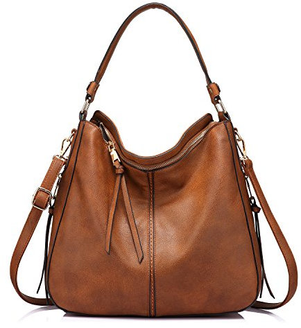 Realer Handtaschen Damen Lederimitat Umhängetasche Designer Taschen Hobo Taschen groß Mit Quasten Braun