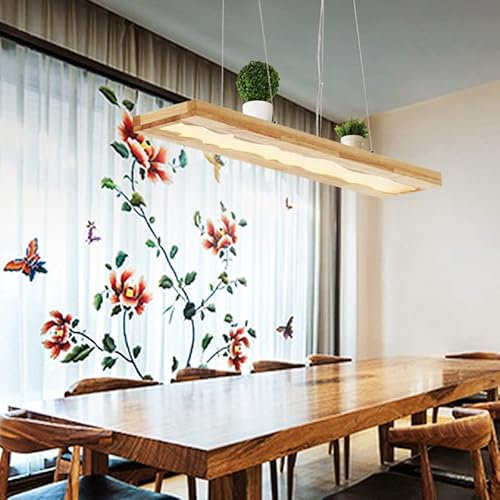 A.1.Coo Holz Hängelampe Esszimmer Pendellampe Led Leuchte Eiche Dimmbar Mit Fernbedienung Pendelleuchte Rustikal Höhenverstellba Hängeleuchte