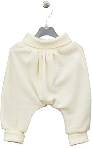 Vilma Kenti Baby Hose mit breitem Bündchen Wollfrottee aus Reiner Merinowolle Gr.56,62,68 (68, Natur)