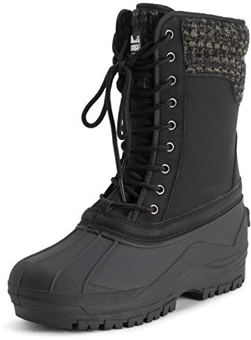 Polar Femmes Lacer Imperméable L'hiver Semelle En Caoutchouc Mi-Mollet Nubuck Boue Neige Bottes - Noir Nubuck - UK4/EU37 - YC0690