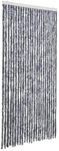 vidaXL Flauschvorhang Türvorhang Fadenvorhang Vorhang Tür Camping Insektenschutz Fliegenschutz Sichtschutz Wohnwagen Wohnmobil Chenille 100x220cm Silbern