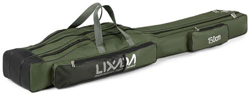 Lixada Angelrutentaschen, 130 cm/150 cm, tragbar, Trolley, DREI Schichten, faltbar, Angelrute, Tasche, Spule, Tackle, Werkzeug, Carry Case Carrier Travel Bag