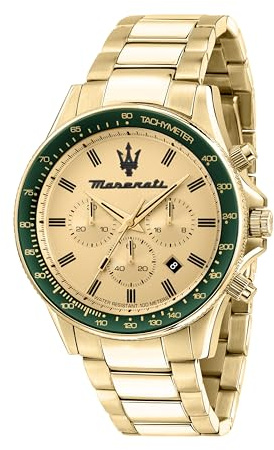 Maserati Orologio da uomo, Collezione Sfida, in Acciaio, PVD oro giallo, con cinturino in Acciaio inossidabile - R8873640005