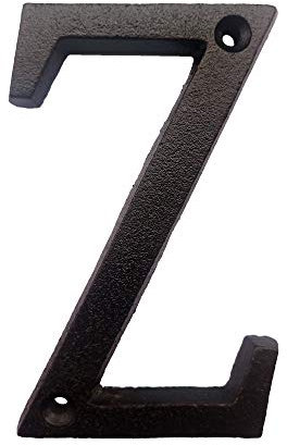 Hausnummer aus Gusseisen, 14 cm hoch, massive Hausnummern, elegantes schwarz-braunes Finish, einfache Montage mit passenden Schrauben Buchstabe Z