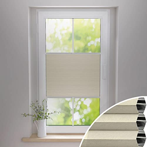 Gardinen21 Thermo Wabenplissee zum Kleben | Waben Plissee im Wunschmaß | Maßgefertigt für Türen & Fenster | Sonnenschutz, Sichtschutz, Schallschutz, 100% Verdunkelung