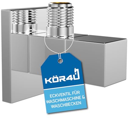 kör4u Premium Design-Eckventil 1/2 x 3/8 Zoll chrom, eckig, inkl. 1 Rosette