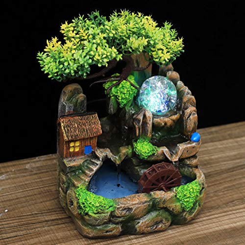 Fontanella Decorativa da Interni, Fontana Zen da Tavolo con Atomizzatore e Luce LED, Fontana a Cascata Leggera Zen per Casa per Relax All'aperto al Coperto(EU)