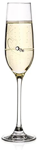 DIAMANTE Champagne Flute - 'Petit Heart - Single Crystal Champagne or Prosecco Glass with Swarovski Crystals