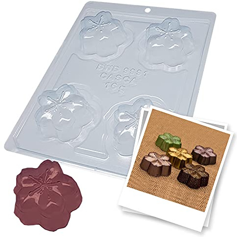BWB 9991 Molde Especial 3 partes Trufas bombones Sakura Forma con silicona para chocolate caliente 4 Cavidades 16-70g Plástico PET Tridimensional Accesorios y utensilios reposteria