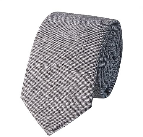 HOULIFE Slim Herren Krawatten - Solide Herren Krawatte, Krawatten für Herren aus Baumwolle, Skinny Krawatten zur Hochzeitsfeier, Party (Grau)