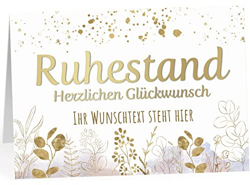 XXL Abschiedskarte PERSONALISIERT (A4) - Gold-Look - große Klappkarte für Kollegen mit Umschlag zur Rente Ruhestand Pension Wunsch-Text