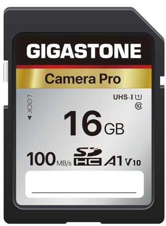 GIGASTONE Kamera Pro 16GB SDHC Speicherkarte mit bis zu 100 MB/Sek. für Digitalkameras Canon, Full HD Videoaufnahmen UHS-I U1 V10 Klasse 10