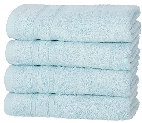 Antibacterial Hand Towel, Shower Towel, Guest Towel, Bath Towel, Set of 4, Terry Towels Made of Bamboo in 6 Harmonious Colours, Aqua, Hand Towels 50 x 100 cm, Product: Set of 4 Hand Towels