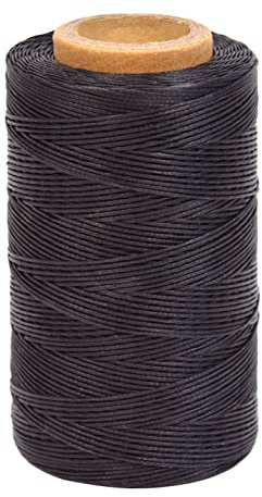 Wachsfäden 284 Yards 150D 0.8MM Ledergarn Wasserdicht Wachsfäden für Schuh Reparatur Buchbinden Leder Handwerk DIY (Schwarz)