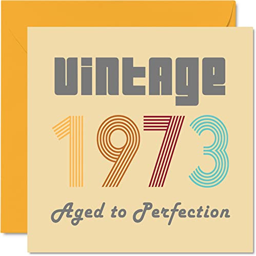 Stuff4 Geburtstagskarten zum 51. Geburtstag für Männer und Frauen | Vintage 1973 Aged To Perfection, 51 Geburtstagskarten Lustig für Sie und Ihn 145 mm x 145 mm Glückwunschkarten