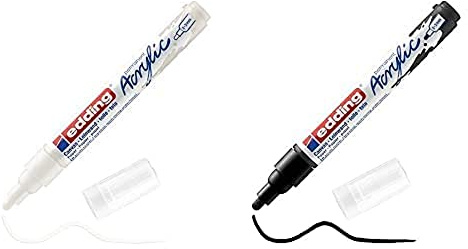 edding 5100 Acrylmarker medium - weiß - 1 Acrylstift wasserfest - mittlere Rundspitze 2-3 mm - Acryl Farben zum Malen auf Leinwand, Malpapier und Holz - Acrylstifte für Steine