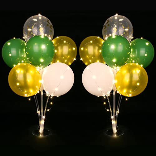 AUAUY 2pz Supporto per Palloncini da Tavolo con 16 Palloncini e 2 Luci, Kit Riutilizzabile per Decorazioni di Feste di Compleanno e Nozze