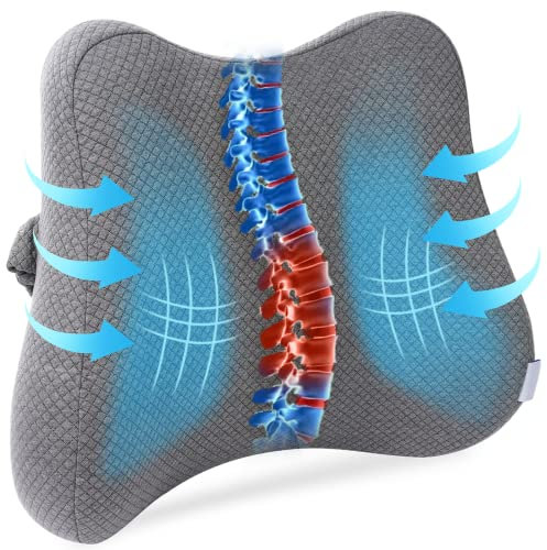 yeesport Lendenwirbelstützkissen,Wirbelsäulen-Entspannungskissen für Bürostühle und Autositze, perfekt ausbalancierter, elastischer Memory-Schaum, vielseitig einsetzbares Rückenkissen