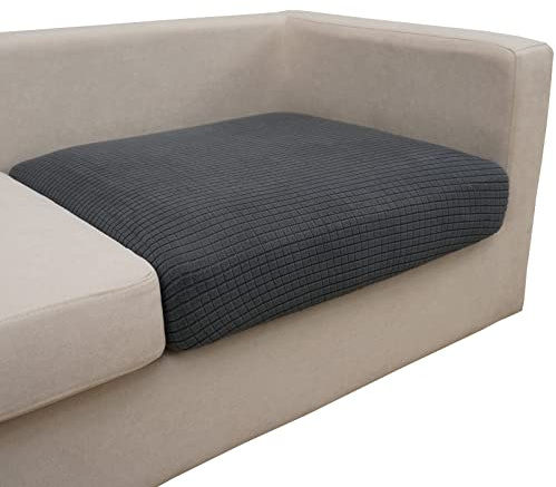 Eismodra Couch Cushion Covers Magic Stretch Sofa Slipcover for 3 Cushion Couch Dogs Pet L Shape 2 Seat Replacement Furniture Protector,Dark Gray Length 25-37 inches(Only 1 Piece)