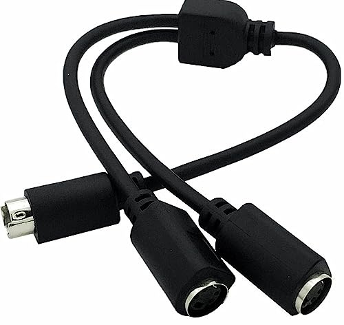 Traovien S-Video 4 Pin Mini DIN Y Splitter Connector Cable Male to 2 Female Extension Adapter Cable 0.3m