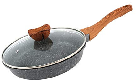 OQHAIR Wok de cerámica, Cocina de Piedra de Trigo, sartén Antiadherente para el hogar, sartén para Pollo, sartén de Piedra Maifan, Tortitas, Huevos fritos, Batidos pequeños