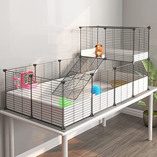Oneluck Guinea Pig Cage,Indoor Habitat Cage with Waterproof Plastic Bottom,Playpen for Small Pet Bunny, Turtle, Hamste, Loft and Partition