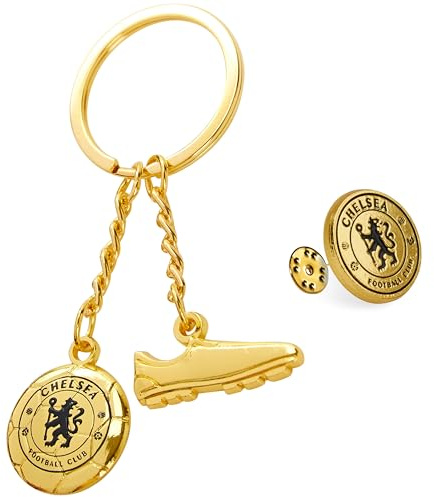 Chelsea F.C. Keyring and Pin Badge Gift Set, Supporters Gear Gifts