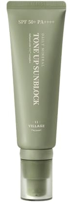 [VILLAGE 11 FACTORY] DAILY MINERAL TONE-UP SUNBLOCK SPF 50+ PA++++ (50ml) Soin coréen - Crème solaire minérale - Protège des UV - Illumine le teint & matifie - Hydrate - Anti-âge