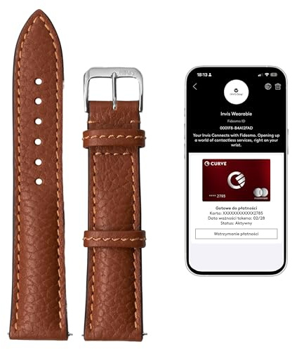 INVIS Smartstrap COLORADO Cognac 20 mm – Uhrenarmband mit NFC-Kontaktloszahlung | Büffelleder | Zertifiziert von Mastercard & Visa | Länge: 114/82 mm