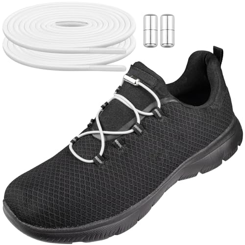 Endoto Lacci Elastici per Skechers Scarpe, Senza Nodo Rotondi Stringhe Laces di Ricambio (Bianco,38 pollici)