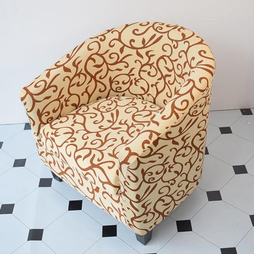 Surwin Sesselbezug Sesselschoner mit Elastisch Stretch Husse, 3D-Blume Sesselüberwurf Universal Chair Schonbezug Sofabezug für Clubsessel Lounge, Cocktailsessel (Gold,One Size)