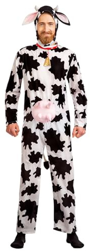 Boland - Kuh Kostüm Damen und Herren | Jumpsuit und Mütze, Klettverschluss, Plüsch Anzug, Karneval und Mottoparty, Bauernhof, Tierkostüm