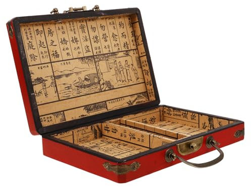 MUSISALY Chinesische Mahjong-Box Aus Holz Traditionelles Aufbewahrungsetui Tragbar Für Mahjong-Fliesen Im Retro-Stil Praktische Geschenkbox Für Spielezubehör