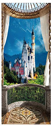 3D Türtapete Türaufkleber Selbstklebend Türfolie Poster Fototapete Türbilder Türtattoos Wasserdichte Tür Stickers für Kinderzimmer Wohnzimmer Badezimmer 70x200 cm Schloss