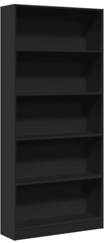 vidaXL Bücherregal, Bücherschrank Regal mit Stauraum, Standregal für Wohnzimmer Büro, Büroregal Aktenregal Aufbewahrungsregal, Schwarz Holzwerkstoff