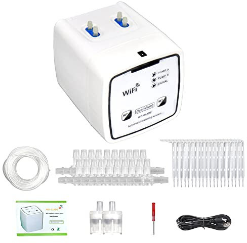SHUAIGUO Intelligentes WIFI-Bewässerungsgerät Doppelpumpe Zeitgesteuertes automatisches Tropfbewässerungssystem Remote-APP-Controller für Gartenterrassen-fpflanzenblumen