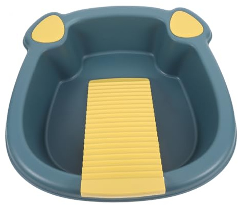 Healeved Multifunctional Laundry Basin Featuring an Adorable Cartoon Style with Removable Washboard Plastic Wash Tub and Built-in Washboard Designed for Small Apartments and Home Use
