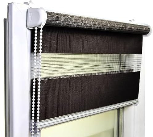 Voppi Rollo Tag Nacht braun Innen Fenster 86x150 Selbsteinbau uninvasiv inkl. Kettenspanner