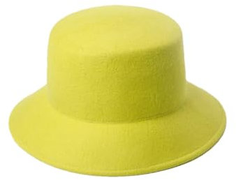Chapeau cloche 100 % feutre de laine pour femme - Couleur unie, Citron GN8, S