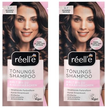 Réell'e EXPERT Tönungsshampoo 8.41 Kupfer 2er Pack (2x25ml) Schokobraun für Natürliches und Gefärbtes Haar