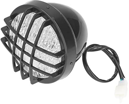 Acouto LED Headlight, High Brightness, 12V 8W with Clear Lens, ATV Round Headlamp for Motorcycle ATV Quad Go Kart, Made of ABS Metal, White Light
