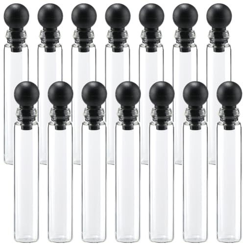 CREATCABIN 60 Frasco de Muestra de Perfume de 2 ml, Tubo de Viaje de Vidrio con Tapón, Pequeño Frasco de Muestra de Fragancia Vacío Transparente para Aceites Esenciales, Frascos Portátiles En Aerosol