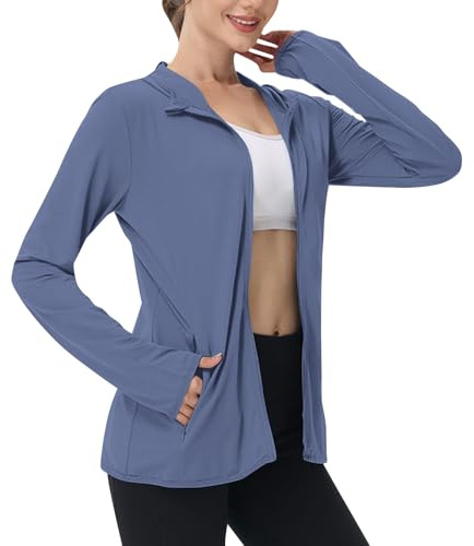 BFSWL Ropa de protección UV para mujer, chaqueta de manga larga transpirable de verano, sudadera con capucha de protección solar, chaqueta deportiva, protección UV, camiseta deportiva, chaqueta de
