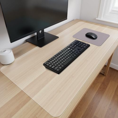 Vicwe Schreibtischunterlage Transparent, 43x120 cm PVC-Transparente Tischunterlage, Rutschfeste abgerundete Ecken Schreibunterlage, Wasserdichte Schreibtisch Unterlage, für Büro und Zuhause